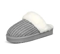PIZZ ANNU Pantofole Donna Invernali Pelose Chiuse Stitch Memoria Schiuma Comode Ciabatte Casa Pantofola Peluche Slippers Grigio EU 38/39