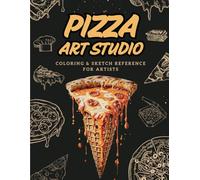 Pizza Art Studio: Coloring & Sketch Reference for Artists: 50 Detailed Line Art Designs to Color, Trace, or Master Drawing Techniques - Left-Side Pizza Doodles for Creative Fun!