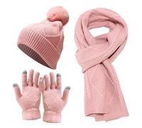 Pizza Cap Calda Sciarpa lavorata a maglia, Guanti, Inverno, Ciclismo, Uomini, Adulti, Berretto da sci, Set Cappellino da Donna, Antivento, Maglia 47 Cappelli, Colore: rosa., Taglia unica
