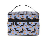 Pizza cibo bassotto cane carino, Borsa per il trucco Borsa per cosmetici Borsa da viaggio portatile da viaggio Astuccio per matite