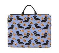 Pizza Cibo Bassotto Cane Carino, Custodia per laptop da 14 pollici, borsa per notebook, custodia per laptop, valigetta con maniglia