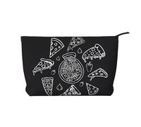 Pizza Costellation (1) Borsa per il trucco in velluto a coste con chiusura a cerniera, organizer multifunzionale 22 x 7 x 17 cm per viaggi, campeggio, vacanze, fitness, Nero , Taglia unica