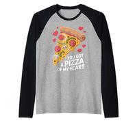 Pizza del Mio Cuore Divertente Cibo Gioco di Parole San Valentino Amore Maglia con Maniche Raglan