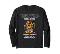 Pizza Dude Wanted Armed And Dangerous Men, Donne Divertenti Maglia a Manica