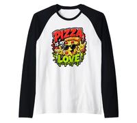 Pizza è Il Mio Amore Cibo Divertente Graffiti Art Maglia con Maniche Raglan
