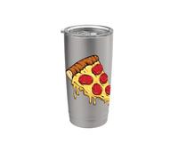 pizza, fetta, con, peperoni, e, formaggio, cartone animato, illustrazione Bicchiere termico in acciaio inox doppia parete