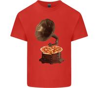 Pizza Grammofono Vinile Records Giradischi Dj Uomo Cotone T-Shirt