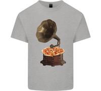 Pizza Grammofono Vinile Records Giradischi Dj Uomo Cotone T-Shirt
