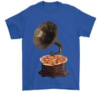 Pizza Gramophone Vinyl Records Turntable DJ Uomo T-Shirt 100% Cotone