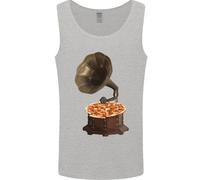 Pizza Gramophone Vinyl Records Turntable DJ Uomo Vest Tank Top