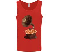 Pizza Gramophone Vinyl Records Turntable DJ Uomo Vest Tank Top