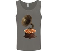Pizza Gramophone Vinyl Records Turntable DJ Uomo Vest Tank Top