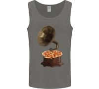 Pizza Gramophone Vinyl Records Turntable DJ Uomo Vest Tank Top