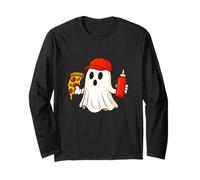 Pizza Halloween Ghost Foodie Halloween Pizza Delivery Man Maglia a Manica