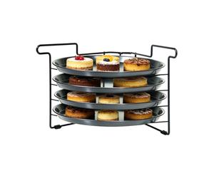 Pizza Pan And Rack Set | Foldable Heavy-Duty Stable Holder | Oven Pizza Pan
