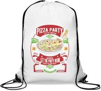 Pizza Party Lets Eat Together Let The Party Begin - Sacca da palestra casual, con coulisse, colore: bianco