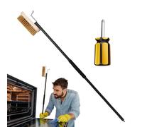 Pizza Pennello con manico lungo di lunghezza: manico estensibile, spazzola inclinata, struttura in metallo resistente, potente presa | Pennello per forno per pizza, forno in legno, griglia, pulizia