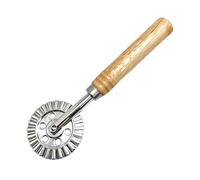 Pizza Ruota da taglio - Taglierina a rullo per pasta a bordo scanalato in acciaio inox con manico in legno, strumento di impilamento dei ravioli, taglierina per rotolo