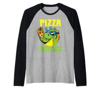 Pizza Saurus T-Rex Dinosauro Mangiare Pizza Pizzasaurus Maglia con Maniche Raglan