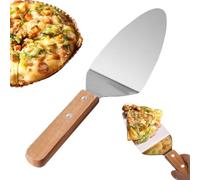 Pizza Server, Stainless Steel, 10.63x2.91 Inches Wooden Handle Utensil with Secure Build, Utility Tool for Cake Pie Dessert Serving Cutter, Home Accessories for Men Women Indoor Outdoor Daily