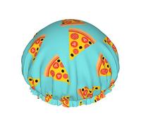 Pizza Slice Fast Food Royalty Cuffia da impermeabile, Cuffia elastica per capelli da bagno Protezione ambientale Cuffia da bagno per capelli, Doppio strato impermeabile Cappello da da
