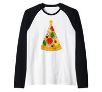 Pizza Slice Funny Christmas Tree Family Food Pizza Lover Maglia con Maniche Raglan