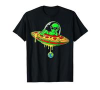 Pizza Slice UFO Alien Funny Cosmic Food Maglietta