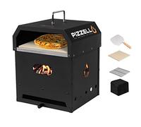 PIZZELLO Forno per pizza 4 in 1, a legna, a 2 strati, staccabile, con pietra per pizza, pala per pizza, copertura, taglierina, griglia per barbecue, Pizzello Gusto, 30,5 cm