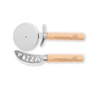 ''Pizzeria da papà'' Set Tagliapizza Professionale con Rotella e Lama, Manico in Legno con Incisione 2 Pezzi Idea regalo Natale Amore Cena Cibo Casa Amici Cucina Pizza Focacce
