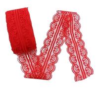 Pizzi E Merletti 10 Metri/lotto Nastro Bilaterale Del Merletto Artigianato Ricamato Netto for La Cerimonia Nuziale for Il Vestito for Cucire Decorazioni Dell'arco Larghezza 5 cm(Red Lace)