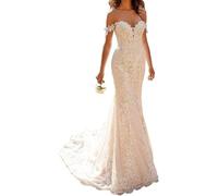 Pizzo Beach Abito da Sposa Bohemian Abito da Sposa Lungo Sirena, SEVENYXX, avorio, 42