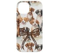 Pizzo Bow Immagine Preppy Ragazze Coquette Brown Floppy Ear Dogs Custodia per iPhone 14