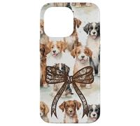 Pizzo Bow Immagine Preppy Ragazze Coquette Brown Floppy Ear Dogs Custodia per iPhone 14 Pro Max