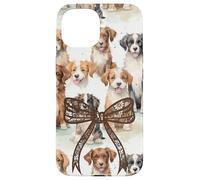 Pizzo Bow Immagine Preppy Ragazze Coquette Brown Floppy Ear Dogs Custodia per iPhone 15
