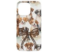 Pizzo Bow Immagine Preppy Ragazze Coquette Brown Floppy Ear Dogs Custodia per iPhone 15 Pro Max