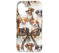 Pizzo Bow Immagine Preppy Ragazze Coquette Brown Floppy Ear Dogs Custodia per iPhone 16