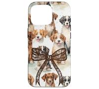 Pizzo Bow Immagine Preppy Ragazze Coquette Brown Floppy Ear Dogs Custodia per iPhone 16 Pro