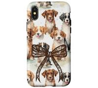 Pizzo Bow Immagine Preppy Ragazze Coquette Brown Floppy Ear Dogs Custodia per iPhone X/XS