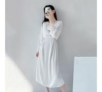 Pizzo Donna Giuntura Raso Finta Seta Abito Notte Dolce Principessa Manica Lunga