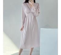 Pizzo Donna Giuntura Raso Finta Seta Abito Notte Dolce Principessa Manica Lunga