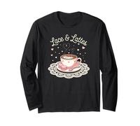 Pizzo e Lattes Coquette Estetica Caffè e Cuori Maglia a Manica