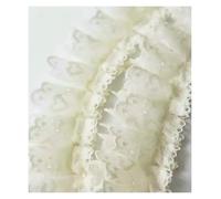 Pizzo, Fascia for capelli grande a forma di cuore con pieghe, design morbido(Beige)