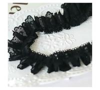 Pizzo, Fascia for capelli grande a forma di cuore con pieghe, design morbido(Black)