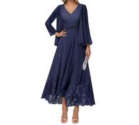 Pizzo Madre della Sposa Sposo Abiti con Giacca 2 Pezzi Chiffon Formale Sera Madri Abiti da Tè Lunghezza ZMAH325, Foglia di t, 46