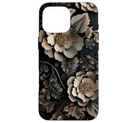 Pizzo Nero Motivo Vintage Floreale Oro Custodia per iPhone 16 Pro Max