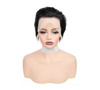 Pizzo Pixie For Capelli Umani Lisci Bob 13X4, Parrucca Corta Con Parte Laterale Da 6 Pollici For Donne Nere Capelli Pretagliati Pizzicati per Donne Affascinanti(Natural Black)
