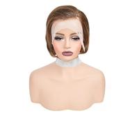 Pizzo Pixie For Capelli Umani Lisci Bob 13X4, Parrucca Corta Con Parte Laterale Da 6 Pollici For Donne Nere Capelli Pretagliati Pizzicati per Donne Affascinanti(Medium Brown)