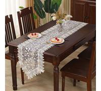 Pizzo ricamato per runner da tavola con nappe elegante aggiunta alla sala da pranzo per la decorazione della tavola (40 x 90)