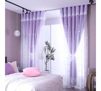 Pizzo Ricamato Tendine Doppio Strato Oscuramento Camera Tulle Drappo Asole Decor