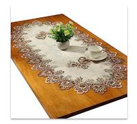 Pizzo Runner da tavolo ovale, tovaglia ricamata in pizzo, tovaglioli, ovali, per soggiorno, armadio, tavolo basso, 60 x 120 cm, grigio